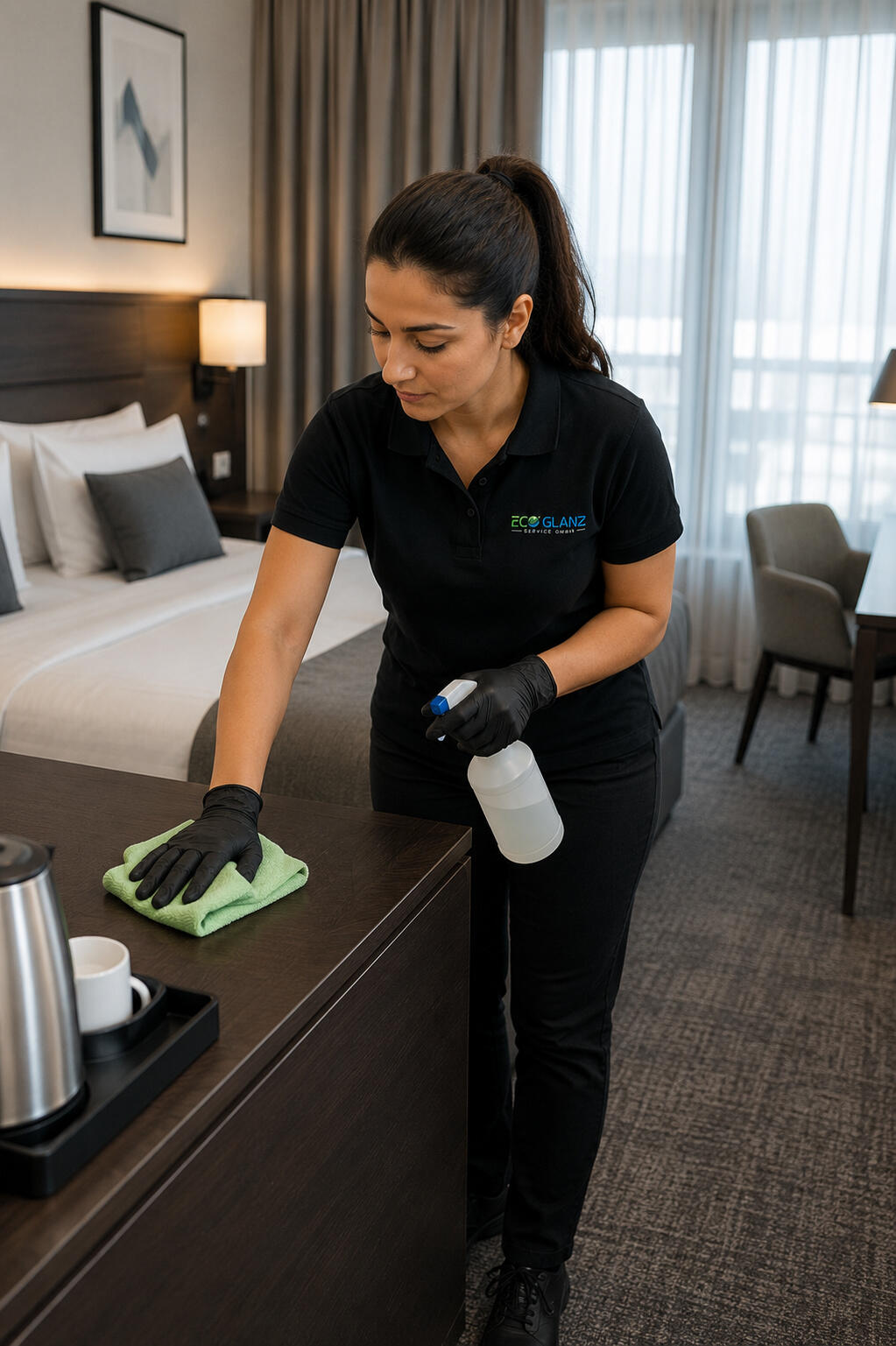 Sauberkeit im modernen Hotelzimmer